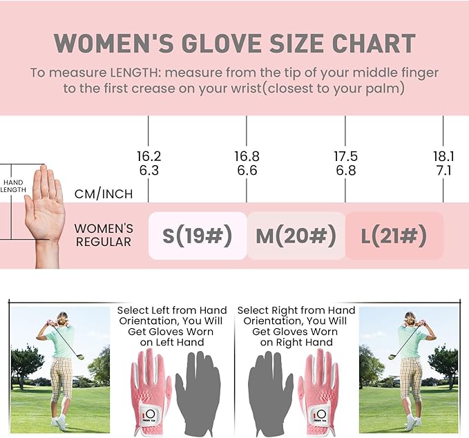 FINGER TEN Womens Golf Glove Right Handed Golfer Left Hand 1 Pack Golf Gloves Rain Grip Hot Wet All Weather Mesh for Women Girls Ladies Small Medium Large