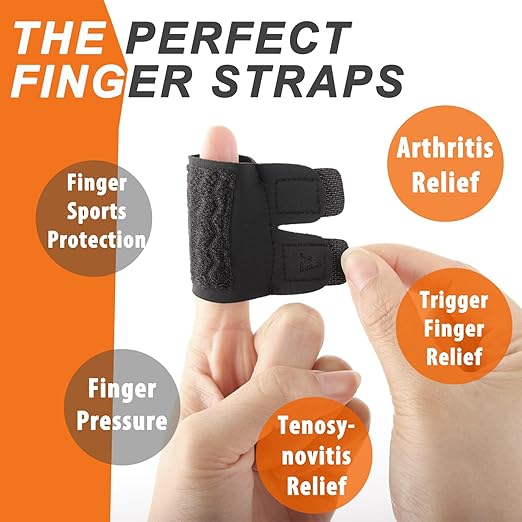 2PCS Finger Splints Finger Sleeves Protectors, Compression Elastic Adjustable Brace Buddy Wraps Straps Perfect for Sport Basketball Tennis Volleyball Badminton, Black (Single, Medium)