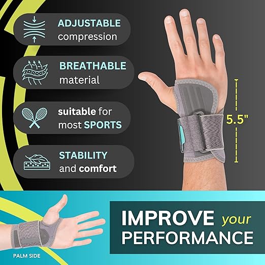 BraceAbility Wrist Support for Men and Women - Tennis and Pickleball Wrist Brace, Sports Injury Relief, Sprained Wrist Recovery, Tendonitis Support, Cycling, Volleyball, Golf - Left Hand (Medium)