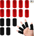 20 PCS Finger Sleeves Protectors, Sport Finger Sleeves Thumb Brace Support Finger Brace Elastic Thumb Sleeves (Black+Red)