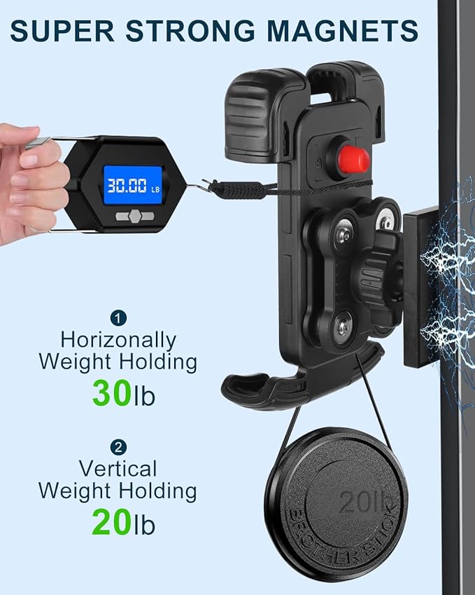 Magnetic Golf Cart Phone Holder Mount with Vibration Dampener & Ultra-Strength Neodymium N52 Magnets for EZGO/Club Car/Yamaha/ICON, Golf Cart Phone Caddy for iPhone/Galaxy/Google Pixel