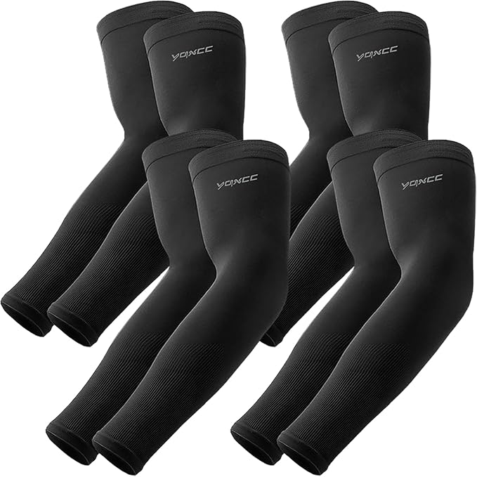YQXCC 4 Pairs Arm Sleeves, Cooling UV Sun Protection Sports Compression Sleeves for Men Women, Golf Basketball Arm Sleeves