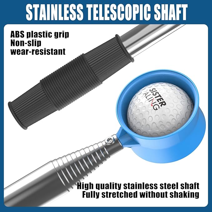 9ft/12ft Water Telescopic Golf Ball Retriever，Classic and Durable Stainless Steel Picker Upper, The Best Accessory Gift for Men and Women Golfers.