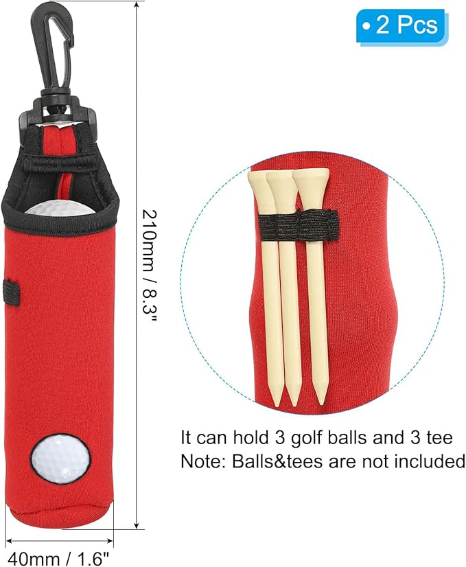 PATIKIL Golf Ball Carry Bag, Golf Tee Holder Pouch Portable Neoprene Golf Ball Holder with Clip for Men and Women Storage Gift