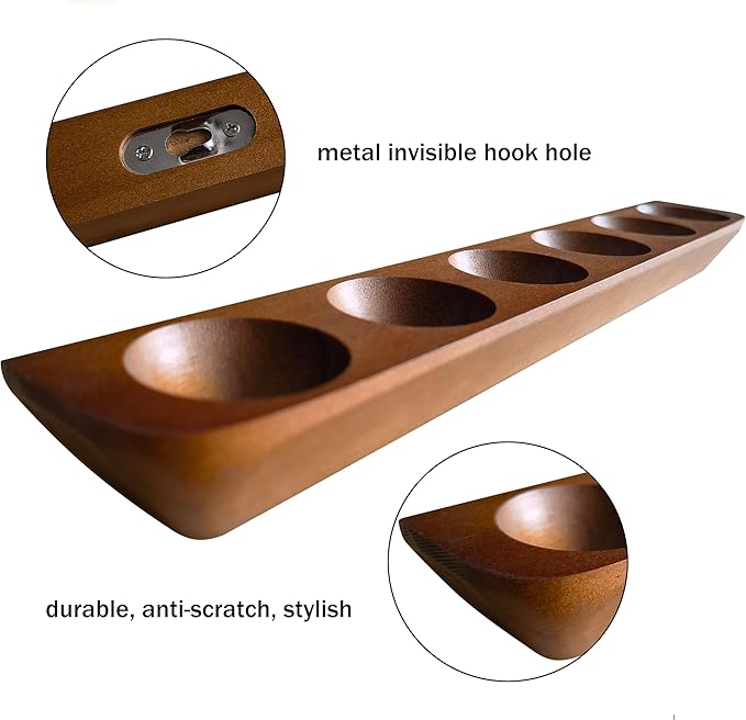 1-Pack Wood Golf Ball Display Case, Floating Shelf Golf Ball Holder Display for 6 Ball - Wall Mount/Tabletop Stand, Office Decor & Memorabilia Gift for Golf Collectors