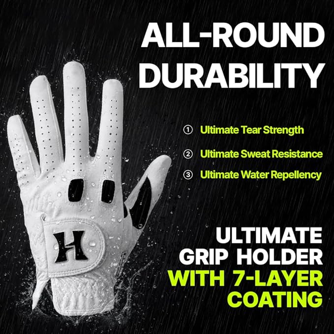 HUBOR Golf Glove Grip 2 – Men’s/Women’s All‑Weather Leatherette & Mesh Golf Glove
