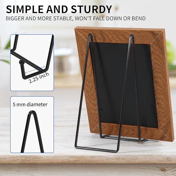 Decolore 5 Pack 10.3 Inch Black Plate Stands Picture Easels for Display Large Book Stands for Picture, Decorative Plate, Book, Frame, Tabletop Poster