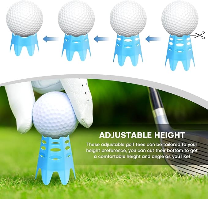Golf Simulator tees, 24Pcs Plastic Golf Mat Tees for Home, Outdoor or Indoor Golf Tees for Training, Practice Golf tees for Winter Turf and Driving Range, Pack of 12 Tall & 12 Small