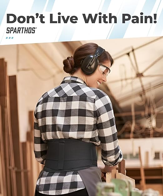 Sparthos Lumbar Support Belt - Immediate Relief from Back Pain, Sciatica, Herniated Disc - Adjustable Lower Back Waist Brace +Lumbar Pad - For Men & Women, Fits 63–73″ Waist (XXX-Large, Check Sizing)