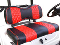 Huskey 4PCS Golf Cart Front/Rear Seat Covers for EZGO Freedom TXT 2014+, Valor Custom Two-Tone Black/Red Diamond Stitching with Red Piping, Marine Grade Vinyl Material, Staple on Design