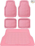 CAR PASS Heavy Duty Rubber Pink Car Floor Mats & Cargo Liners, Deep Dish All-Weather Trunk Mats Durable Anti-Slip 3D Rhombus Waterproof Trim to Fit Liner Universal Fit Auto,Sedan,SUV,Truck, Pink