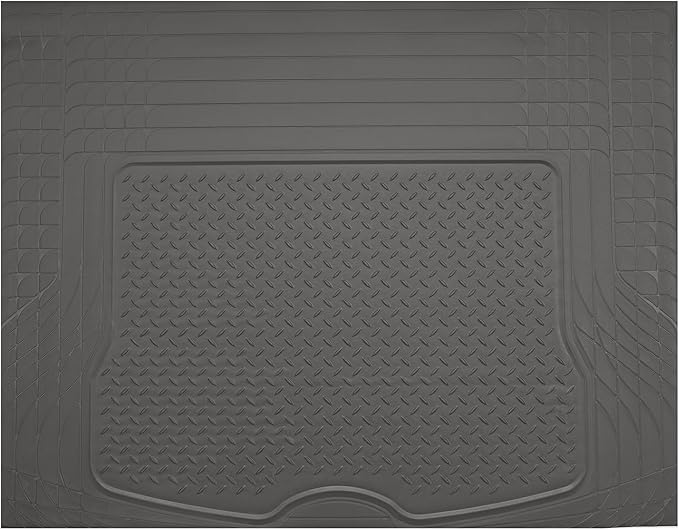PIC AUTO Heavy Duty Rubber Trunk Cargo Liner Floor Mats, Trimmable to Fit for Car, SUV, Van, and Trucks – All-Weather Protection, Anti-Slip Backing, Easy to Clean, Durable and Long-Lasting (Gray)