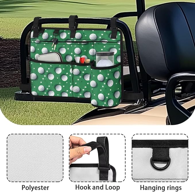 Fashion Golf Cart Rear Seat Organizer Lightweight Storage Bag Accessories for Club Car, Wheelchair and Walker