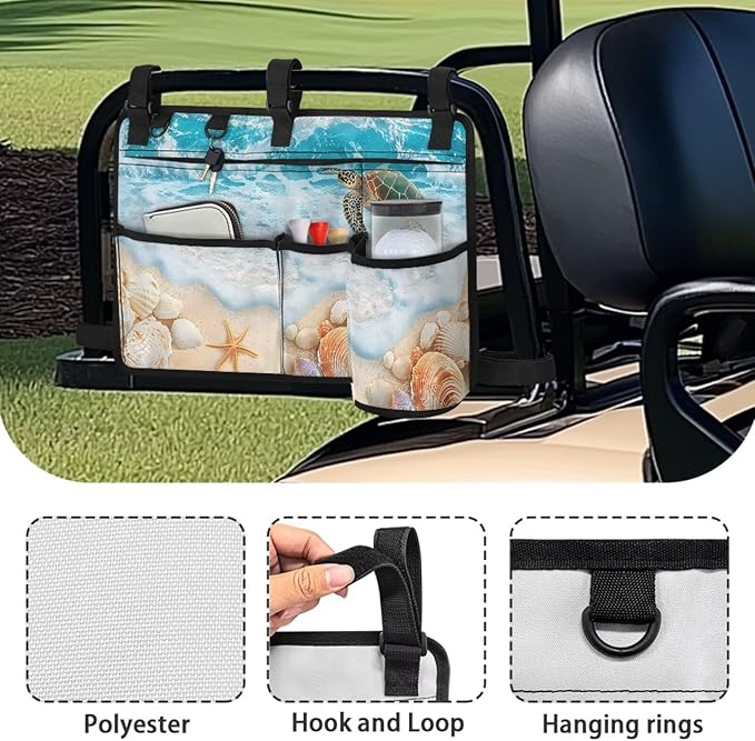 Fashion Golf Cart Rear Seat Organizer Lightweight Storage Bag Accessories for Club Car, Wheelchair and Walker