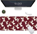 Cute Angel Large Gaming Mouse Pad,Elegant Trumpet Spiritual Desk Mat,31.5x11.8x0.12in Extended Non-Slip Rubber Red Mousepad,Computer Deskmat Gifts,Laptop Mice Pads Decor for Home Office