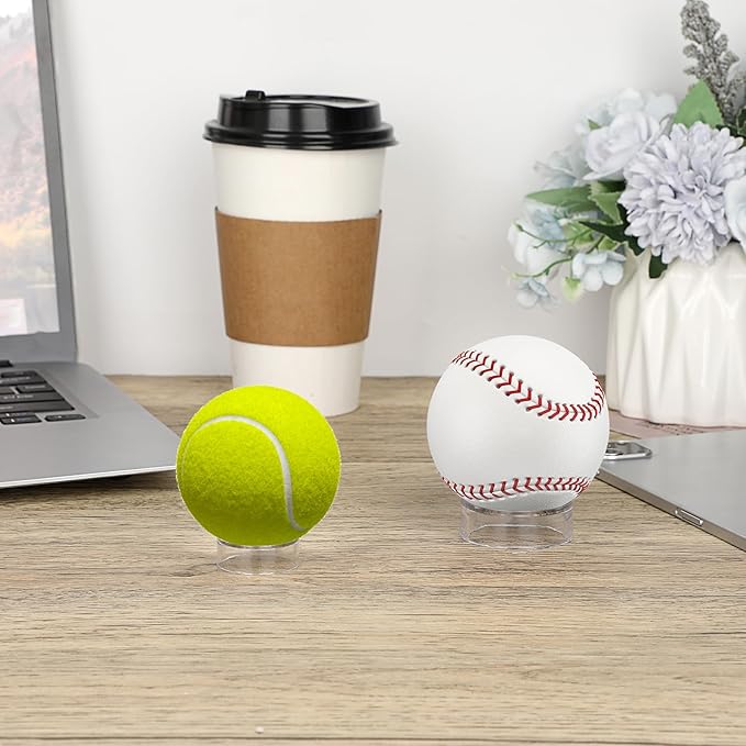 Hipiwe 12Pcs Sphere Hoder Stand Clear Sphere Display Stand Holder Round Display Stand for Crystal Glass Ball Baseball Golf Ball Tennis Softball Eggs Collections(1.77”D,Large)