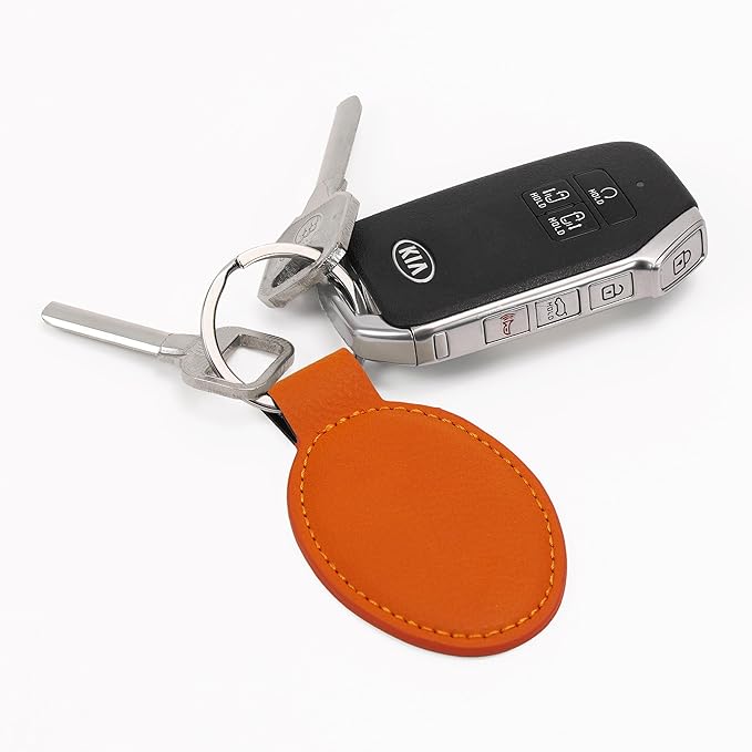 LaserGram Oval Keychain, Palm Trees, Personalized Engraving Included (Orange)