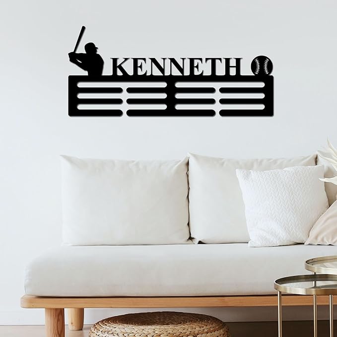 Custom Metal Baseball Achievement Holder Baseball Achievement Hanger Achievement Display Achievement Holder with Name Display Rack for Awards Ribbon Holder