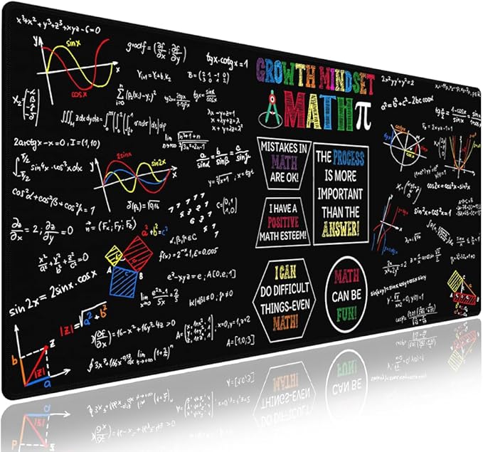 Wknoon. Extra Large Gaming & Office Mouse Pad (31.5" x 11.8") – Math Science Inspirational Quote Colorful Formulas Slide Design, Premium Anti-Slip XXL Desk Mat with Durable Stitched Edges