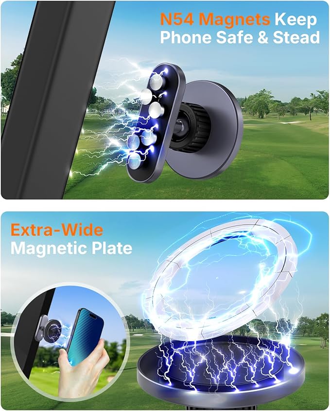 WOSPORTS Magnetic Golf Cart Phone Holder, Golf Cart Phone Mount for iPhone 16 Pro Max 15 14 13 12 Plus, Golf Cart Accessories Gifts for Men Women