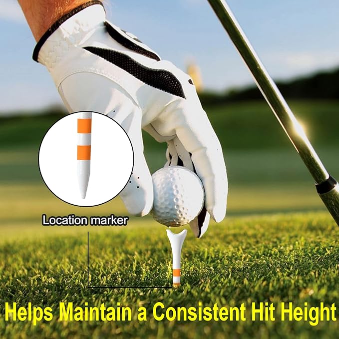 60/100 Pack Plastic Golf Tees (2-3/4"or 3-1/4"), Enhanced Durability & Stability, Designed to Reduce Friction and Side Spin
