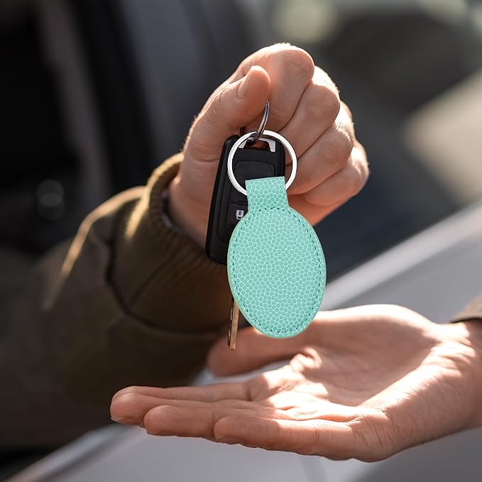 LaserGram Oval Keychain, Golf Ball, Personalized Engraving Included (Basketball Teal)