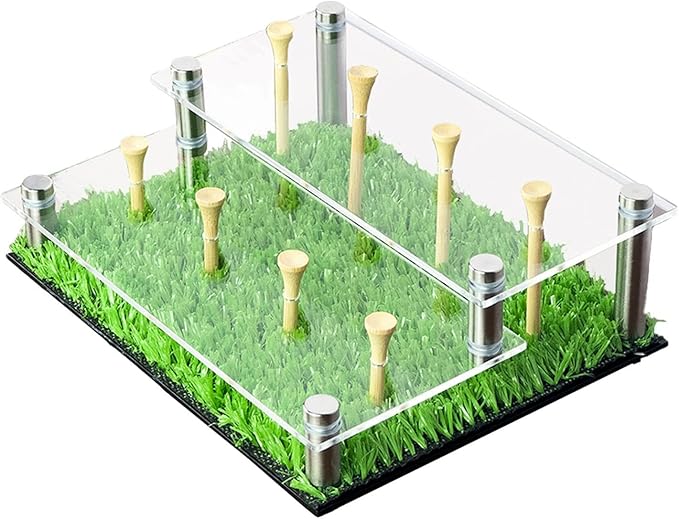 Golf Ball Display Case,Sport Balls Rack Holds 8 Golf Balls 2 Tier Acrylic Stand Holder with Tees for Tennis Softball Showing