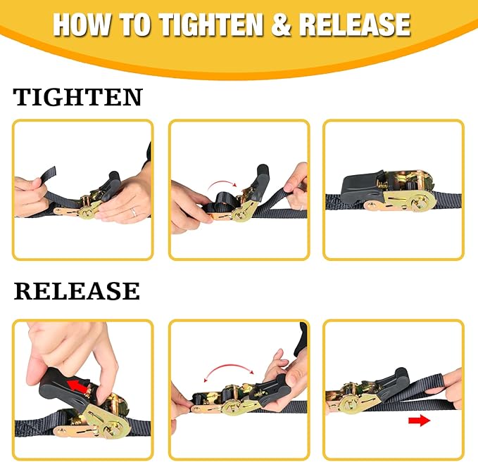Endless Retractable Ratchet Straps 1650 lb Break Strength 1" x 10 Ft (No Hooks)Tie Down Strap Rope Travel Trailer/RV Motorcyle,Car Cargo Ropes for tieing up Stuff,Case,Water Tank to Roof Rack,or Trees