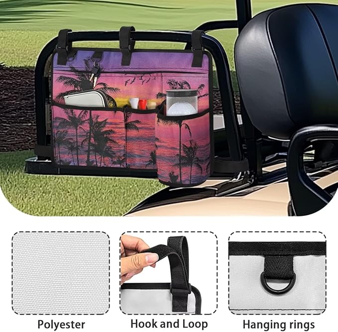 Fashion Golf Cart Rear Seat Organizer Lightweight Storage Bag Accessories for Club Car, Wheelchair and Walker