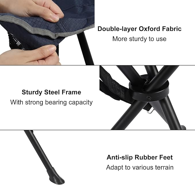REDCAMP Folding Camping Chair for Spectator Portable, Lightweight 3 Legged Tripod Camping Stools for Adults Fishing Backpacking Hunting, 17 Inch Tall, Blue