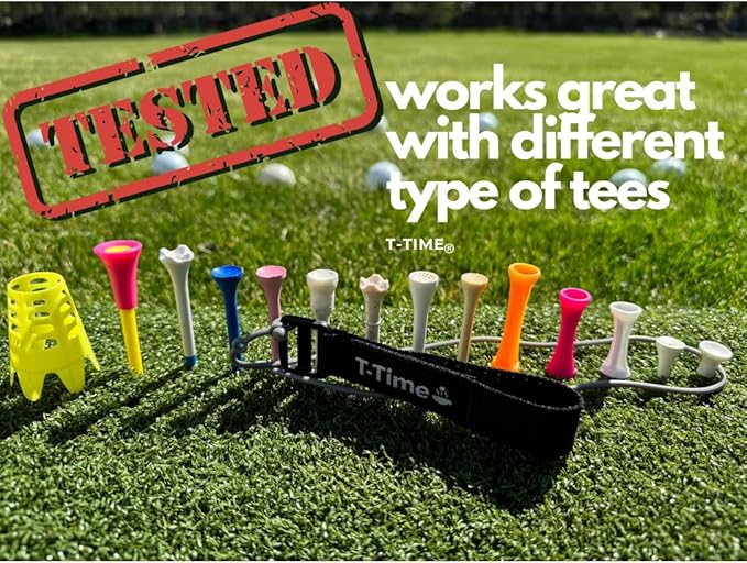 T-Time® Golf Tee Anchor Leash & Tether – US Patented – Keeps Tees in Place for Driving Range and Simulator Practice.