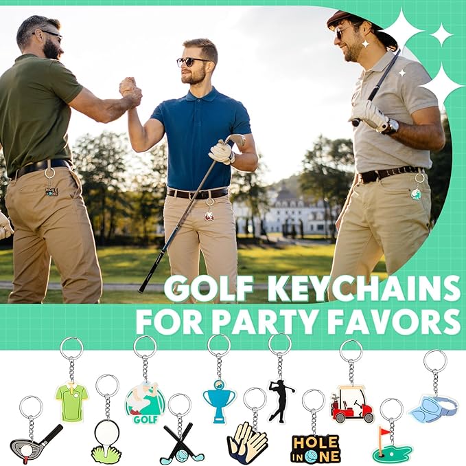 Batiyeer 36 Pack Golf Ball Keychains Bulk Party Favors Sports Ball Key Chains Funny Keyring Gifts for Women Men Birthday Supplies