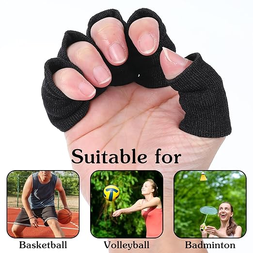 30 Pcs Finger Compression Sleeves, Elastic Fingers Support Protector, Finger Protector for Trigger Fingers Arthritis Swelling Basketball Sport, Breathable Elastic Pain Relief (Black, Blue, Beige)