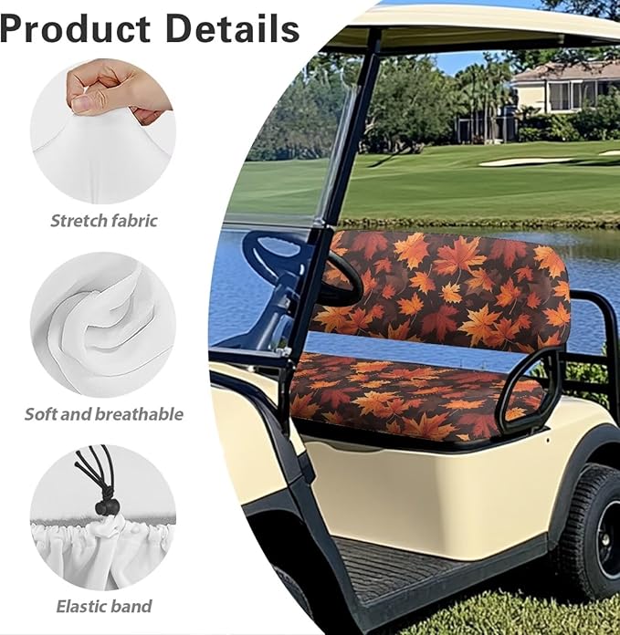 Golf Cart Seat Covers, Universal Fit & Nonskid Bottom Fits for Club Car 2 Person Seats Golf Carts