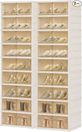 Portable Extra Large Folding Shoe Rack Set of 2, Shoe Organizer Storage Box for Closet With Magnetic Clear Door, Shoe Storage Cabinet for Living Room, Entryway(9 layers—18 Pairs, Style-A)