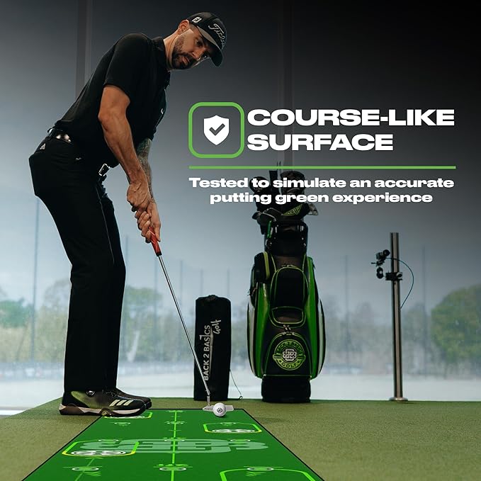 Back 2 Basics 10ft Golf Putting Mat - Premium Indoor Putting Green, Realistic Golf Putting for Training - Golf Practice Mat for Indoor/Outdoor Use, Putting Practice Mat for Golfers
