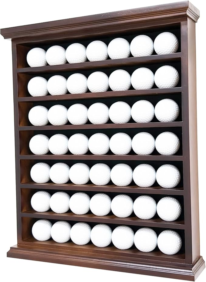 Luxurious Display Cabinet for Golf Balls - Perfect Showcase for Vice, Taylormade, Titleist Golf Balls - Elegant Mahogany Construction, Holds 49 Golf Balls, Ideal Collectible for Golf Enthusiasts