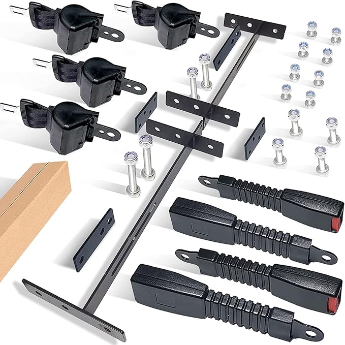 Retractable Golf Cart Seat Belt Bracket Kit for EZGO, Club Car, Yamaha