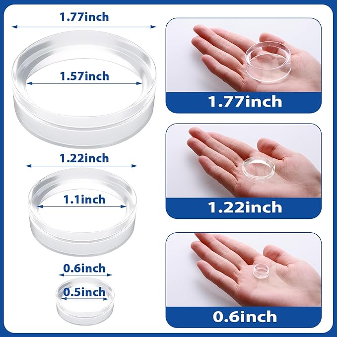 100 Pcs Baseball Holder Ring Stand 0.6/1.22 Inch Round Acrylic Stands, Small Display Stand Ring Clear Sphere Holder for Small Balls, Baseball, Golf Ball, Crystal Ball, Egg Stand, Marble, Softball