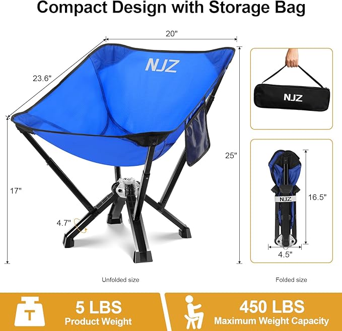 Folding Camping Chair — Compact & Easy to Use, Portable Chair for Outdoor Activities, Beach, Camping & Casual Relaxation