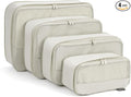 4 Piece Compression Packing Cubes for Suitcases and Backpack, Lightweight Travel Organizer Bags (Off White)