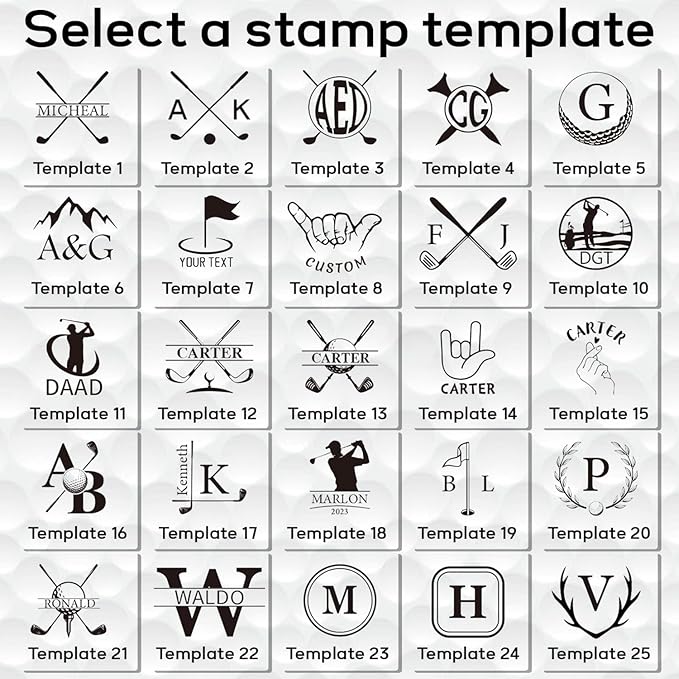 Personalized Golf Ball Stamp – Custom Golf Ball Marker Stamp with Name, Initials, Logo or Year – Self-Inking, Waterproof, Refillable Ink – Golf Accessories Gift for Men, Dad, Golfer (Style 1)