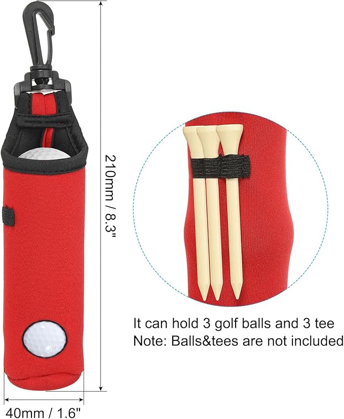 PATIKIL Golf Ball Carry Bag, Golf Tee Holder Pouch Portable Neoprene Golf Ball Holder with Clip for Men and Women Storage Gifts