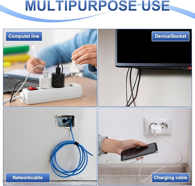 100-Pack Hook and Loop Cable Ties, 3.5 x 1.1 Inch Adjustable Self-Adhesive Cord Organizer for Desk/Home/Wall/Office Essentials, Cable Management Under Desk [White]