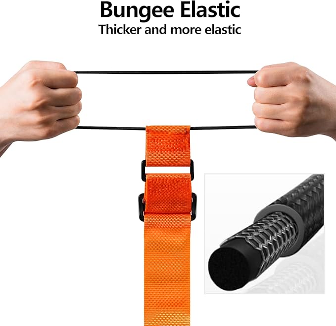 BILIONE Add a Bag Luggage Straps 2 Pack, Adjustable Bungee Elastic Belt to Connect Two Suitcases, Secure Carry On & Travel Essentials (Black)