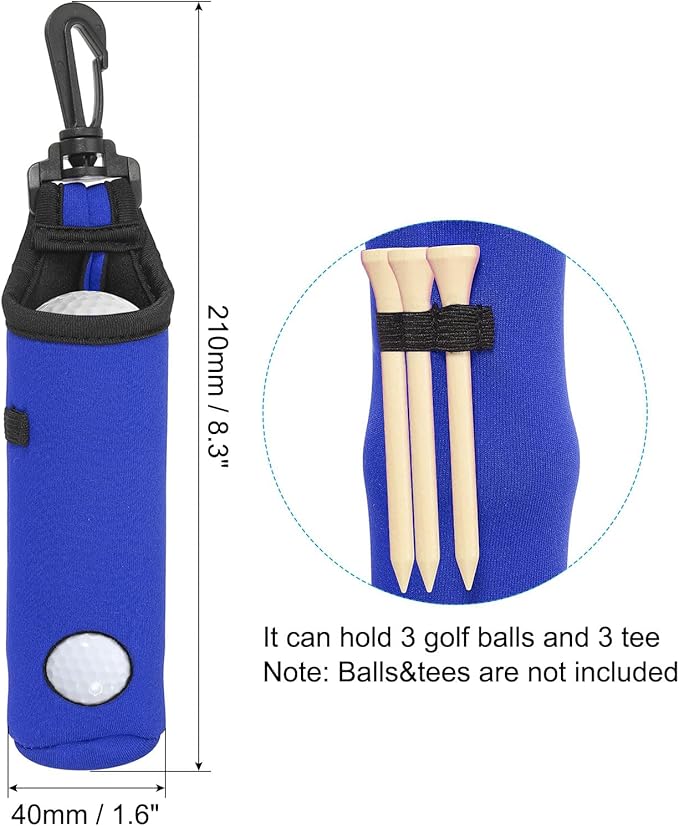 PATIKIL Golf Ball Carry Bag, Golf Tee Holder Pouch Portable Neoprene Golf Ball Holder with Clip for Men and Women Storage Gifts