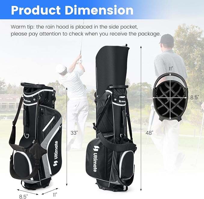 KOTEK Golf Stand Bag, 14 Way Top Divider Golf Club Bag with Cooler, 6 Zippered Pockets, Rain Hood & Adjustable Dual Shoulder Straps, Lightweight Golf Bag for Men Women