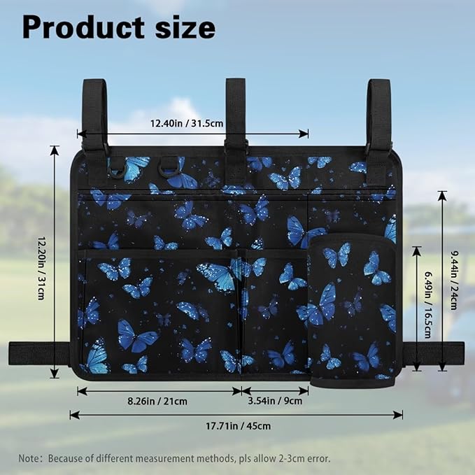 Fashion Golf Cart Rear Seat Organizer Lightweight Storage Bag Accessories for Club Car, Wheelchair and Walker