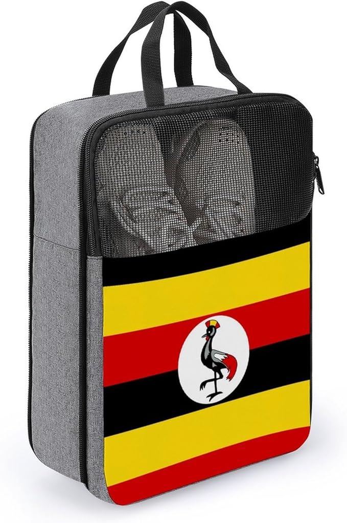 Travel Suitcase Shoe Organizer Pouch Uganda Flag Lightweight Shoe Bags for Storage and Packing Sneaker Bags