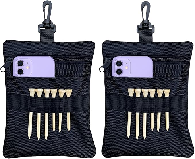 Golf Tee Pouch Bag, Zipper Golf Ball Bag, Accessory Pouch for Men